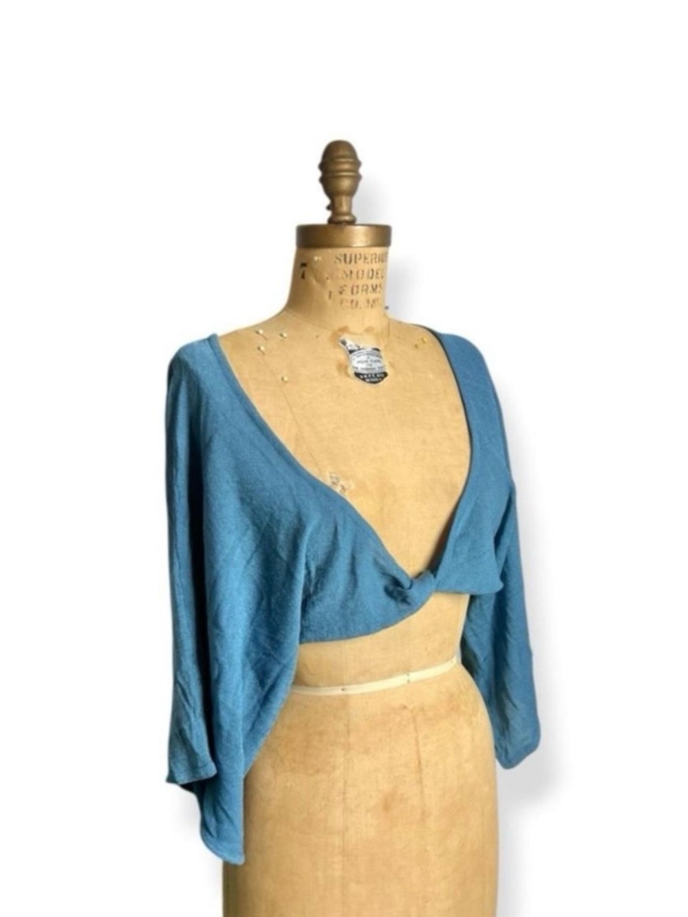 NWT Vintage Y2K Deadstock Charlotte Russe Blue V Neck Shrug Bolero Top 2000s - Picture 5 of 5
